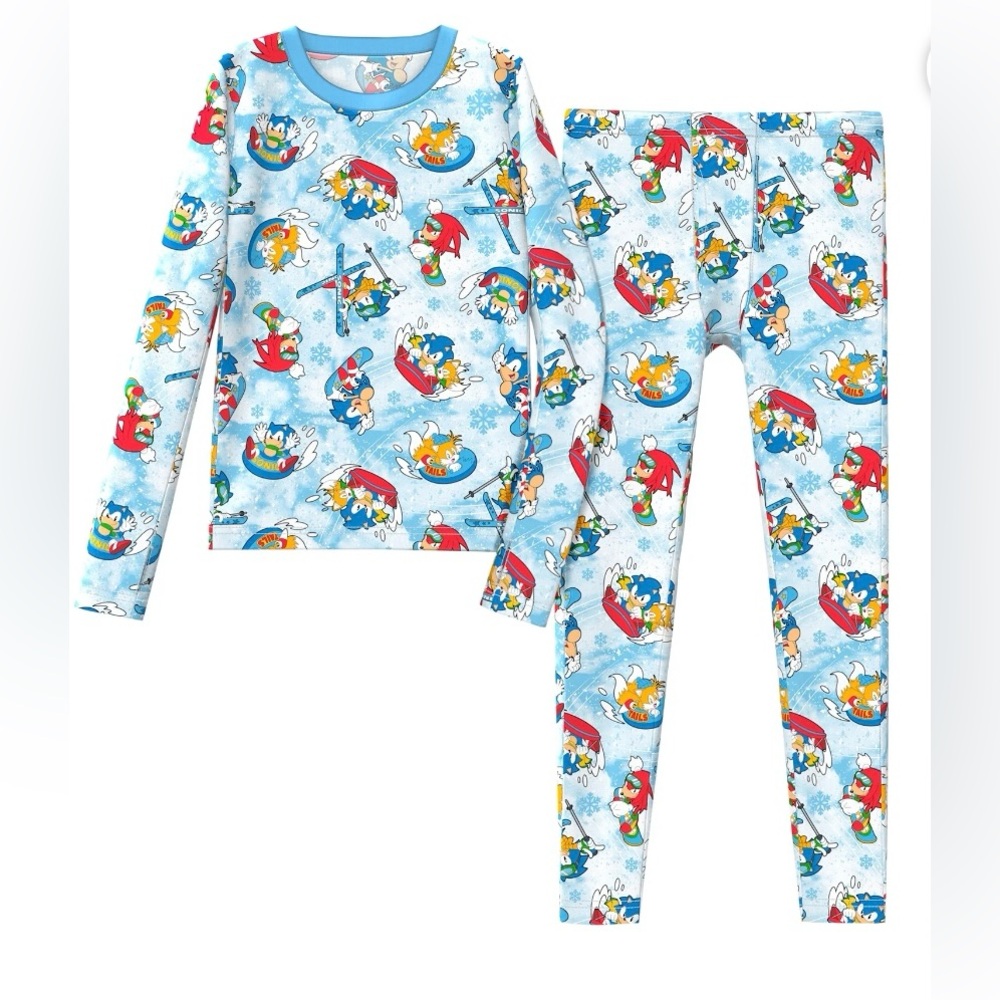 ClimateRight by Cuddl Duds Sonic the Hedgehog Thermal Base Layer Set Boy 6/7 NWT